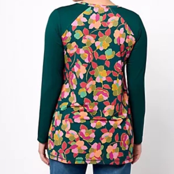 LOGO BY LORI GOLDSTEIN 70s RAYON 230 FLORAL PRINT TOP SZ XS/S NWOT - Picture 2 of 5